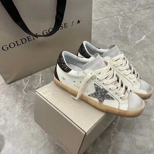 Golden Goose White Sneakers with Glittery Star